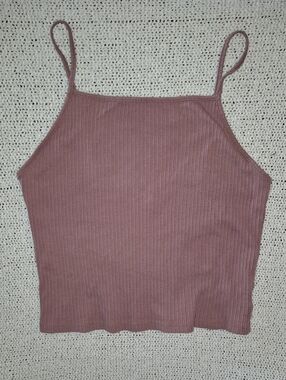 American Eagle Dusty Rose Ribbed Spaghetti Strap Tank Top
